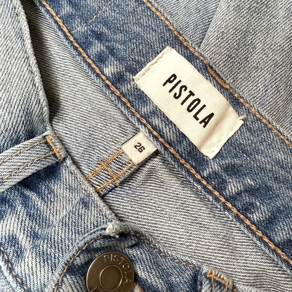 Pistola Distressed High Rise Straight Leg Jeans Size 26 Light Wash - Picture 9 of 12